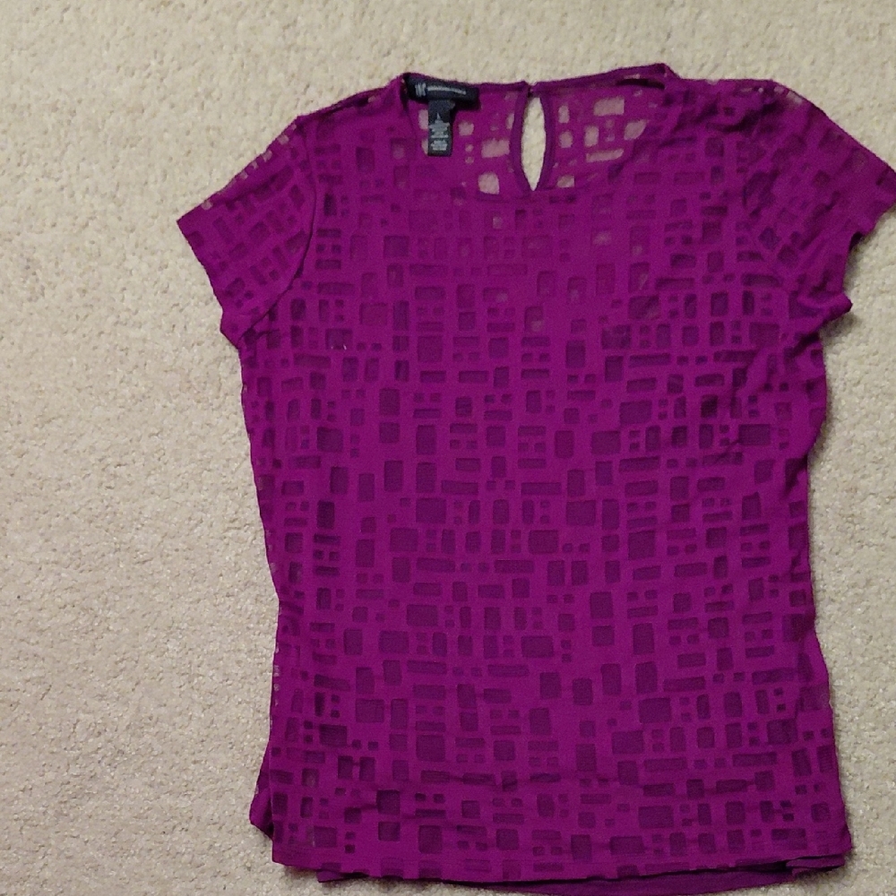 INC International Concepts Magenta Textured Blouse